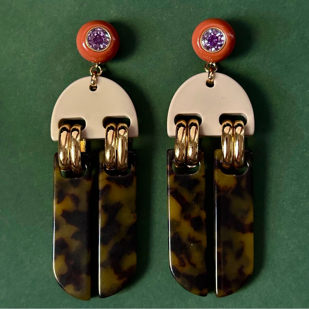 kate spade Gold, Purple, Orange and Tortoiseshell Drop Earrings